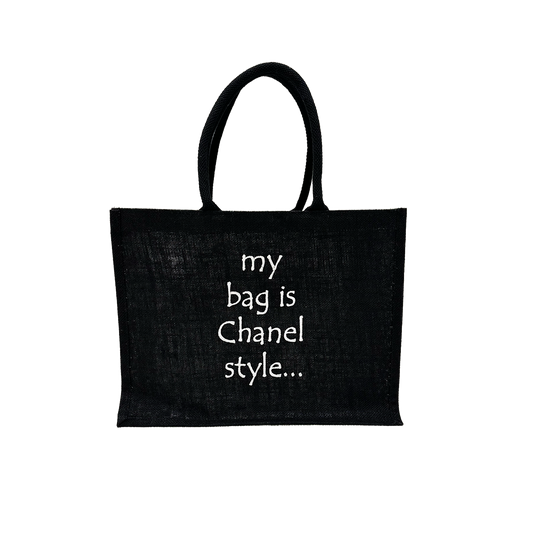 Jutová taška Classic "My bag is Chanel style" - Čierna