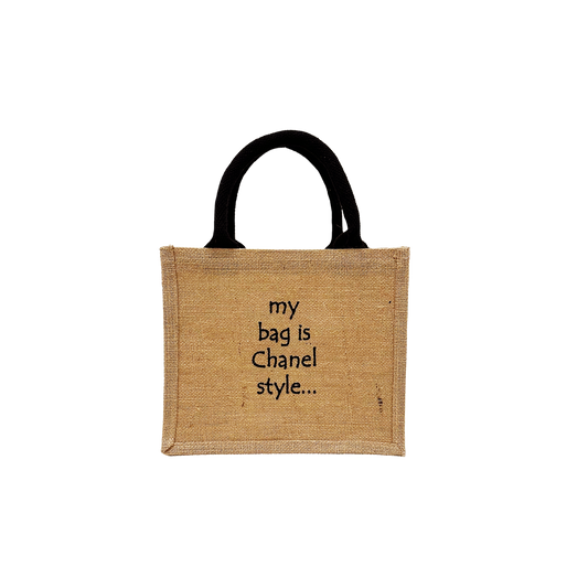 Jute bag Mini "My bag is Chanel style" - Beige