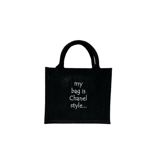 Jutová taška Mini "My bag is Chanel style" - Čierna